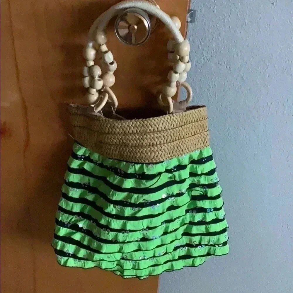 Green and Black Stripe Ladies Shoulder Bag